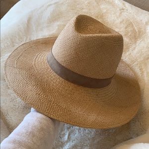 Janessa Leone, Gloria, tan Panama straw hat